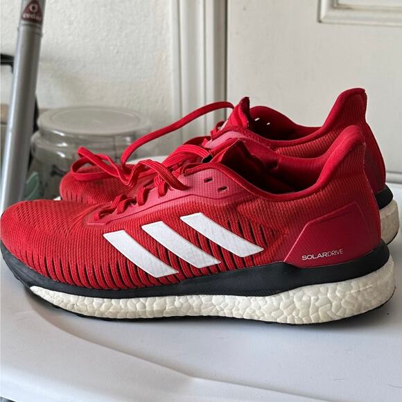 Adidas Solar Drive Red Lightweight Running Shoes Gym - Picture 2 of 8